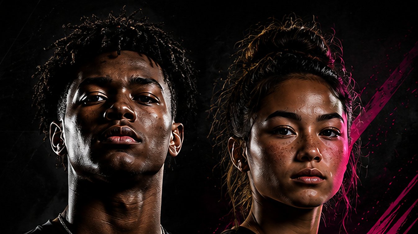 Two student-athletes in ICIW Prep Academy shirts